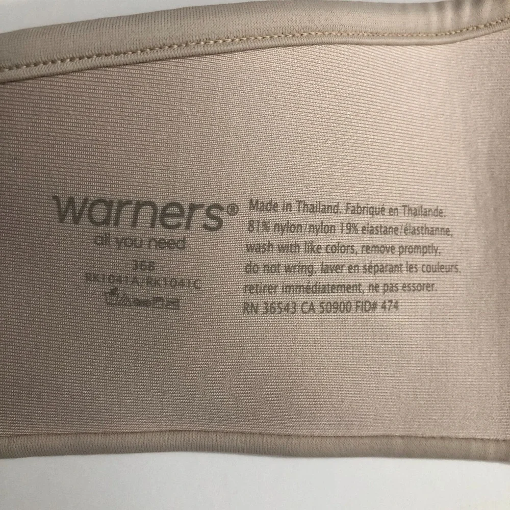 Warners Cloud Bra Women's Size 36B Tan Beige Brown Cushioned Underwire‎ Soft